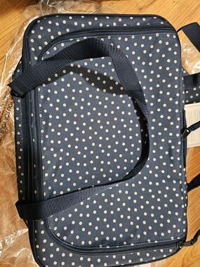 Navy Polka Dot Casserole Party Dish Transport Bag